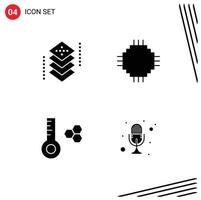 User Interface Pack of 4 Basic Solid Glyphs of coding equipment layers devices temperature meter Editable Vector Design Elements