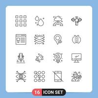 Pack of 16 creative Outlines of develop sport web power gain Editable Vector Design Elements