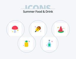 verano comida y bebida plano icono paquete 5 5 icono diseño. pedazo. hielo. cocinando. postre. hielo crema vector