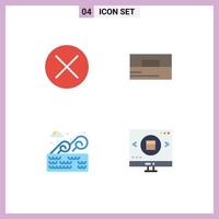 Set of 4 Vector Flat Icons on Grid for arrows water navigation fashion place Editable Vector Design Elements