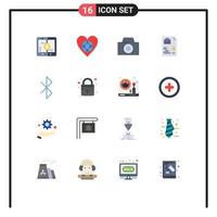 Group of 16 Flat Colors Signs and Symbols for connection bag heart job file Editable Pack of Creative Vector Design Elements