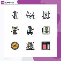 Universal Icon Symbols Group of 9 Modern Filledline Flat Colors of instrument plant bill nature payment Editable Vector Design Elements
