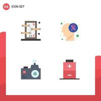 Set of 4 Modern UI Icons Symbols Signs for box flash camera show cancer photographer Editable Vector Design Elements