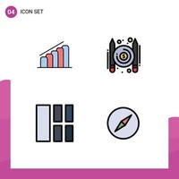 Stock Vector Icon Pack of 4 Line Signs and Symbols for chart image analysis pay layout Editable Vector Design Elements