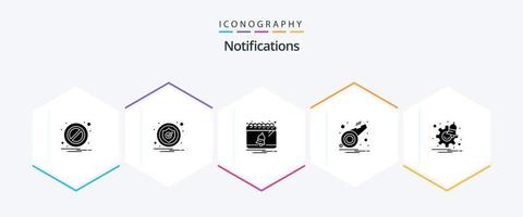 Notifications 25 Glyph icon pack including settings. notification. calendar. whistle. notification vector