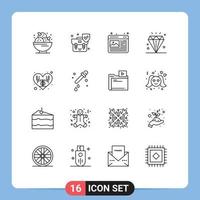 dieciséis creativo íconos moderno señales y símbolos de ambiente evento proteger diamante web imagen editable vector diseño elementos