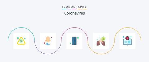 coronavirus plano 5 5 icono paquete incluso neumonía. enfermedad. salud. bronquitis. médico vector
