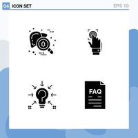 Modern Set of 4 Solid Glyphs and symbols such as checkup scanner testing identity bulb Editable Vector Design Elements