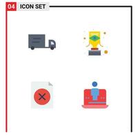 Set of 4 Modern UI Icons Symbols Signs for truck computer carnival delete laptop Editable Vector Design Elements