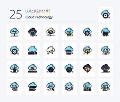 Cloud Technology 25 Line Filled icon pack including cloud. jpg. data. photo. cloud vector