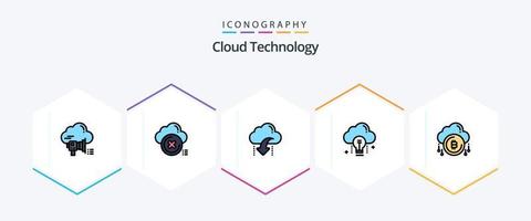 Cloud Technology 25 FilledLine icon pack including data. cloud. cancel. data. down vector
