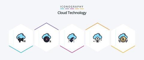 Cloud Technology 25 FilledLine icon pack including data. cloud. cancel. data. down vector