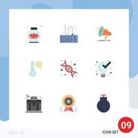 Pack of 9 creative Flat Colors of education biology loud back to school temperature Editable Vector Design Elements
