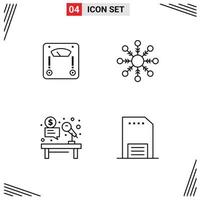 Line Pack of 4 Universal Symbols of machine desk weight snowflake job Editable Vector Design Elements