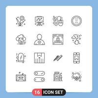 Universal Icon Symbols Group of 16 Modern Outlines of interface circle graph cancel mouse Editable Vector Design Elements