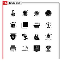 16 Creative Icons Modern Signs and Symbols of unlock lock direction ui garbage Editable Vector Design Elements