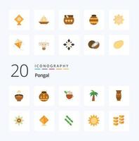 20 Pongal Flat Color icon Pack like sand treat festival sweet indian vector