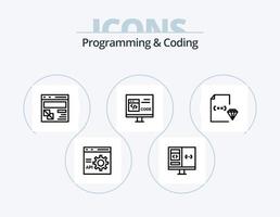 programación y codificación línea icono paquete 5 5 icono diseño. desarrollo. codificación. desarrollo. error. desarrollar vector