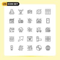 Modern Set of 25 Lines and symbols such as collage play baggage control portfolio Editable Vector Design Elements