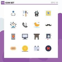 Group of 16 Modern Flat Colors Set for user bright walkie talkie processor cpu Editable Pack of Creative Vector Design Elements