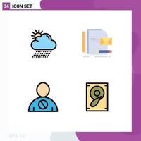 Modern Set of 4 Filledline Flat Colors and symbols such as cloud avatar sun identity body Editable Vector Design Elements