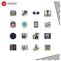 Pictogram Set of 16 Simple Flat Color Filled Lines of book office torch drawer cabinet Editable Creative Vector Design Elements