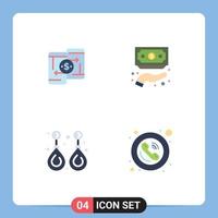 Group of 4 Modern Flat Icons Set for mobile service peer to peer funding fashion Editable Vector Design Elements