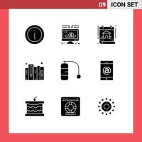 Universal Icon Symbols Group of 9 Modern Solid Glyphs of diving document donate data real estate Editable Vector Design Elements