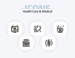 salud cuidado y médico línea icono paquete 5 5 icono diseño. riñones cuidado. digestión. edificio. hospital vector
