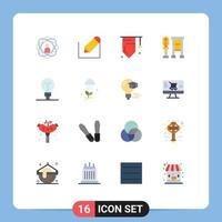 Universal Icon Symbols Group of 16 Modern Flat Colors of bulb station school bus success Editable Pack of Creative Vector Design Elements