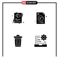 Pictogram Set of 4 Simple Solid Glyphs of heart environment marry a power Editable Vector Design Elements