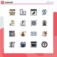 Universal Icon Symbols Group of 16 Modern Flat Color Filled Lines of solution gift app straight down Editable Creative Vector Design Elements