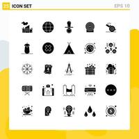 25 Thematic Vector Solid Glyphs and Editable Symbols of coach achievement nipple money kids Editable Vector Design Elements