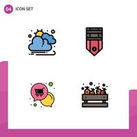 Set of 4 Modern UI Icons Symbols Signs for autumn notification badge stripe shop Editable Vector Design Elements