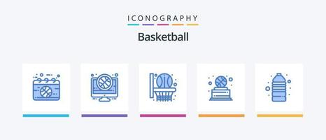 baloncesto azul 5 5 icono paquete incluso beber. trofeo. vivir. deporte. deporte. creativo íconos diseño vector