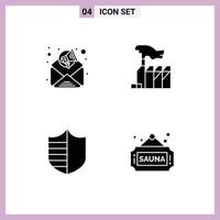 Modern Set of 4 Solid Glyphs and symbols such as advertisement safety autocracy interest shield Editable Vector Design Elements