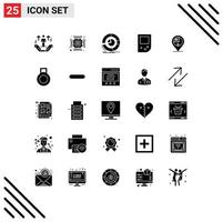 Universal Icon Symbols Group of 25 Modern Solid Glyphs of country gameboy analysis device pie chart Editable Vector Design Elements