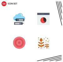 Set of 4 Vector Flat Icons on Grid for chat statistics cloud diagram interface Editable Vector Design Elements