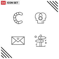 4 Creative Icons Modern Signs and Symbols of chain coin inbox crypto currency mind message Editable Vector Design Elements