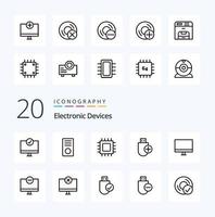 20 Devices Line icon Pack like disc computers gadget hardware devices vector