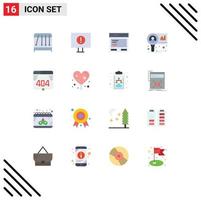 Group of 16 Flat Colors Signs and Symbols for web computer communication research diagram Editable Pack of Creative Vector Design Elements