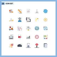 Set of 25 Modern UI Icons Symbols Signs for accumulation internet code globe video Editable Vector Design Elements