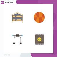 Modern Set of 4 Flat Icons and symbols such as bed tool hotel web fertilizer Editable Vector Design Elements