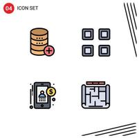 4 Creative Icons Modern Signs and Symbols of database accountant storage layout money Editable Vector Design Elements