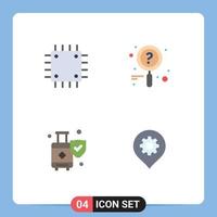 4 Creative Icons Modern Signs and Symbols of chipset luggage gadget research suitcase Editable Vector Design Elements