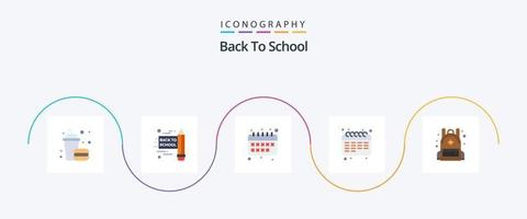 Back To School Flat 5 Icon Pack Including . school. calendar. education. student vector