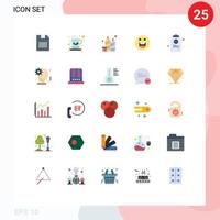 Pack of 25 creative Flat Colors of list chart birthday motivation emojis Editable Vector Design Elements