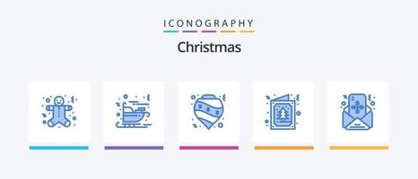 Navidad azul 5 5 icono paquete incluso correo. Navidad. pelotas. tarjeta. árbol. creativo íconos diseño vector