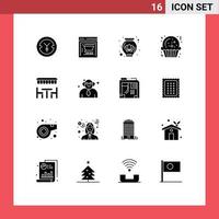 Set of 16 Modern UI Icons Symbols Signs for school eat lotus dinner sugar Editable Vector Design Elements