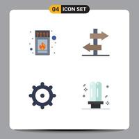 Universal Icon Symbols Group of 4 Modern Flat Icons of box bulb stick journey energy Editable Vector Design Elements